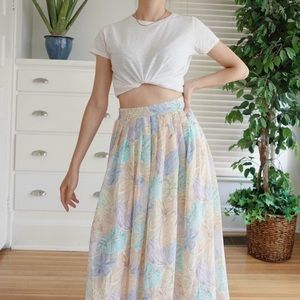 Vintage 90’s pastel colour floral midi maxi skirt